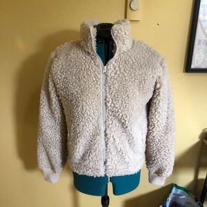 Abercrombie off white/cream fleece lined teddy coat size S